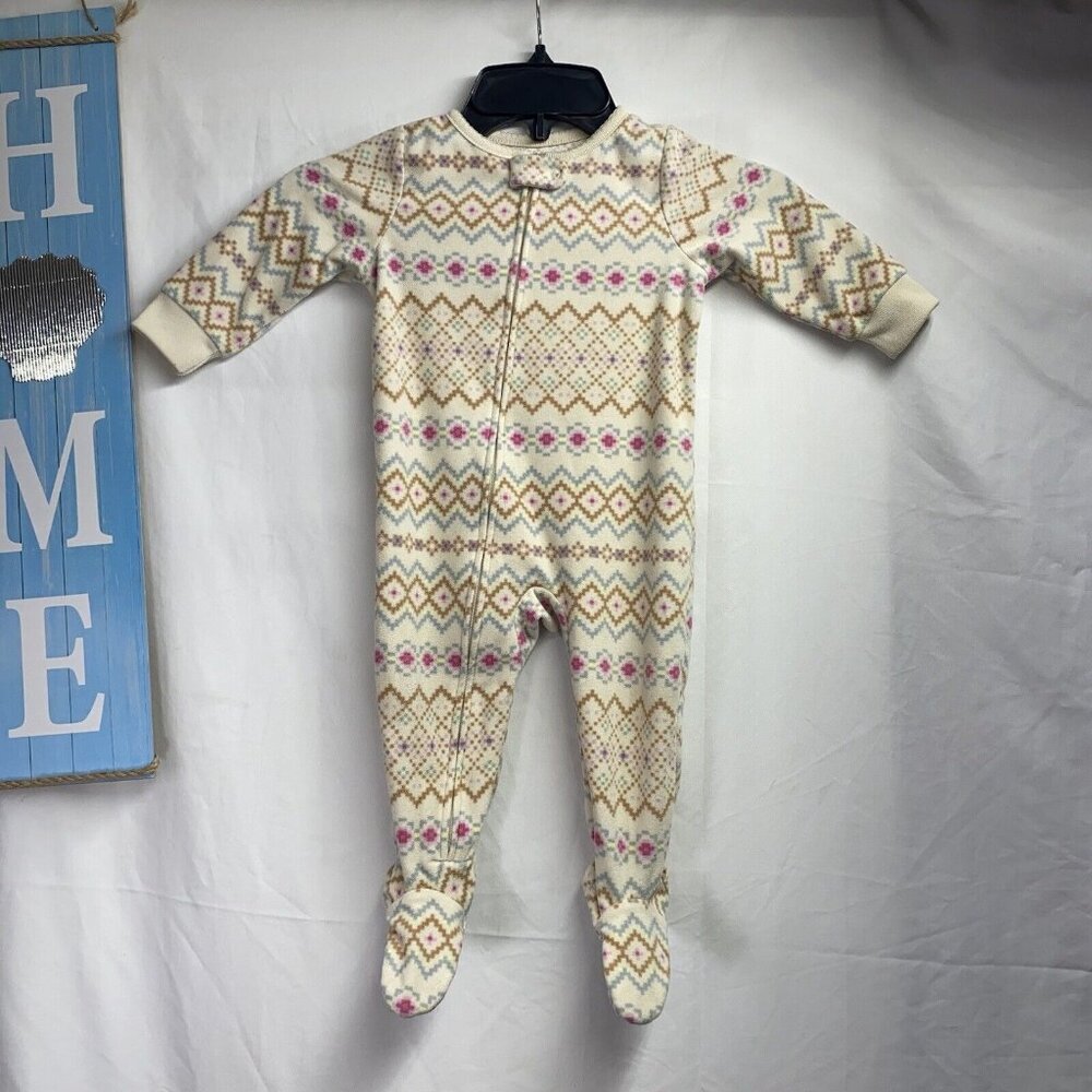 CARTER'S Long Sleeve Bodysuit Sleep And Play Girls12 Month Cream Full Zip/Snap